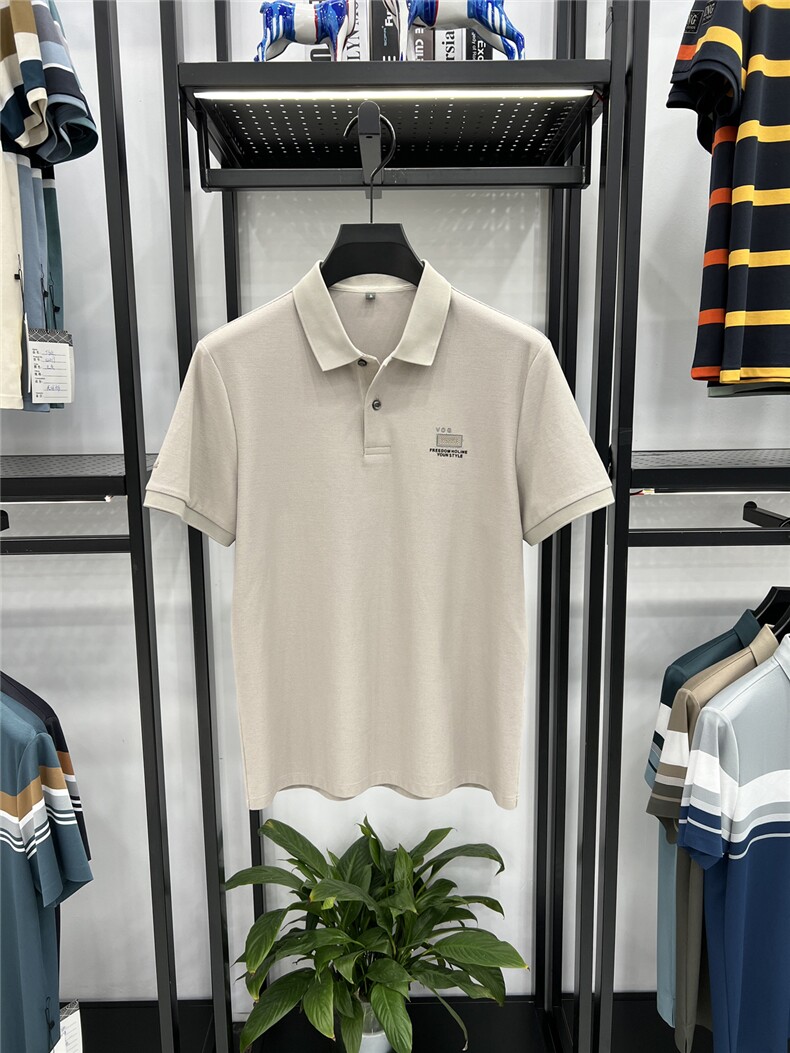 夏季新款男士短袖丝光棉POLO杉高档轻商务翻领百搭中年爸爸装,男装T恤,电商B212（原钱塘6029）