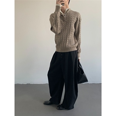 美式假两件设计麻花亨利领毛衣男女宽松套头针织衫AMY455-P62，男装针织衫/毛衣，星座208-5