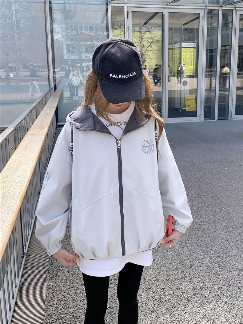 双面穿休闲外套女春秋季少女夹克新款初高中生学院风上衣,女装卫衣/绒衫,网红馆