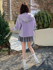 时尚气质高级感连帽夹克外套女春秋季宽松休闲小个子减龄上衣，女装短外套，韩蔻秀