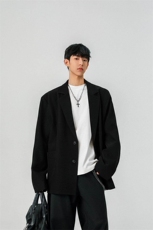 特批P75无差价2025时尚拼接翻领宽松西服夹克男老钱风外套J5205，男装夹克，电商A001