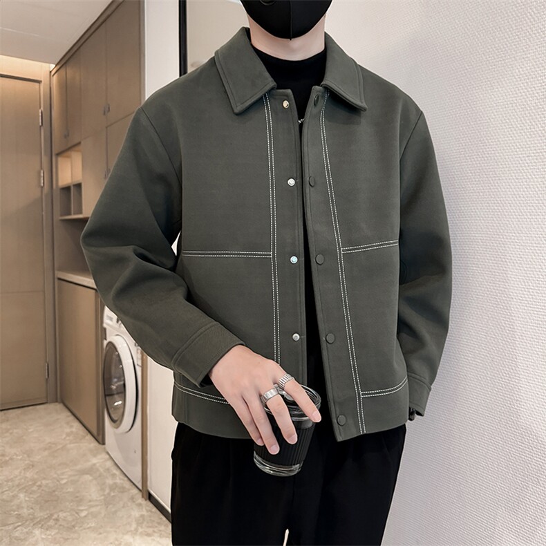 社会小伙高端呢子拼色宽松韩版外套大衣夹克男A236-JK8020-P130,男装夹克,电商A236
