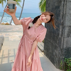 法式V领蛋糕裙2C105-8860-P125-K178，女装连衣裙，2C105