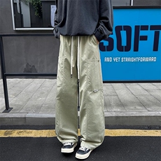 新款防风高街直筒拼接大口袋宽松工装休闲裤男K24071-特P45控98，男装休闲裤，电商A001-1