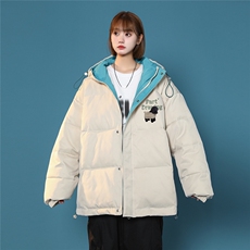 中性风22冬季新品趣味动物印花不可拆卸连帽棉衣MY157P115控148，男装棉衣，A247A