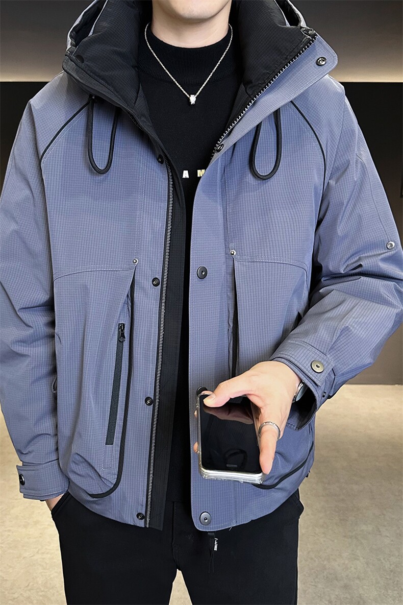 新标90白鸭绒2025年连帽时尚潮流保暖羽绒服男YR6070-P235,男装羽绒服,电商D240-242