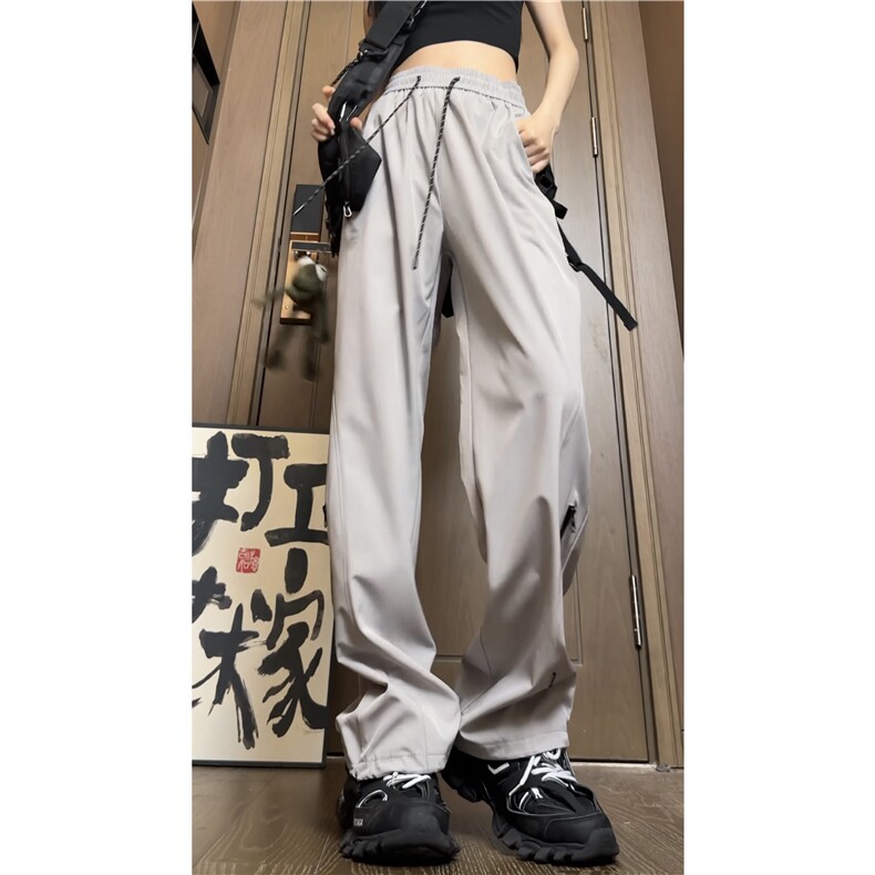 夏季新款潮流垂感拉链设计休闲宽松冰丝裤B315-K24154-特P35控68,男装休闲裤,电商B315