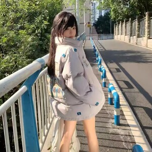 美式复古刺绣字母立领棉服2025秋冬新款潮牌运动宽松保暖情侣外套图片