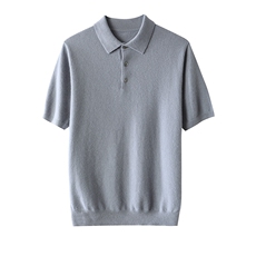 高档100纯山羊绒衫男翻领短袖T恤毛衣商务休闲衬衫精纺轻薄polo衫，男装羊绒套衫，台绒羊绒