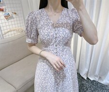 DINOBIENS【现货】夏季新款气质显瘦小花连衣裙，女装连衣裙，迪诺比亚