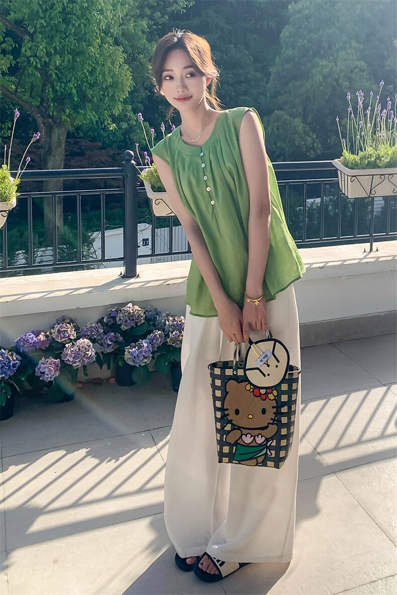 法式挂脖时尚女2025夏季新款设计感度假洋气无袖娃娃衫,女装运动套装,浙宝285（原212）