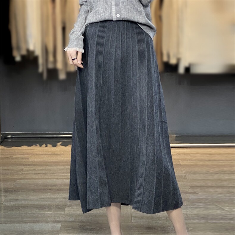时尚气质半身裙纯色简约褶皱2025年春季，女装半身裙，东远绒业