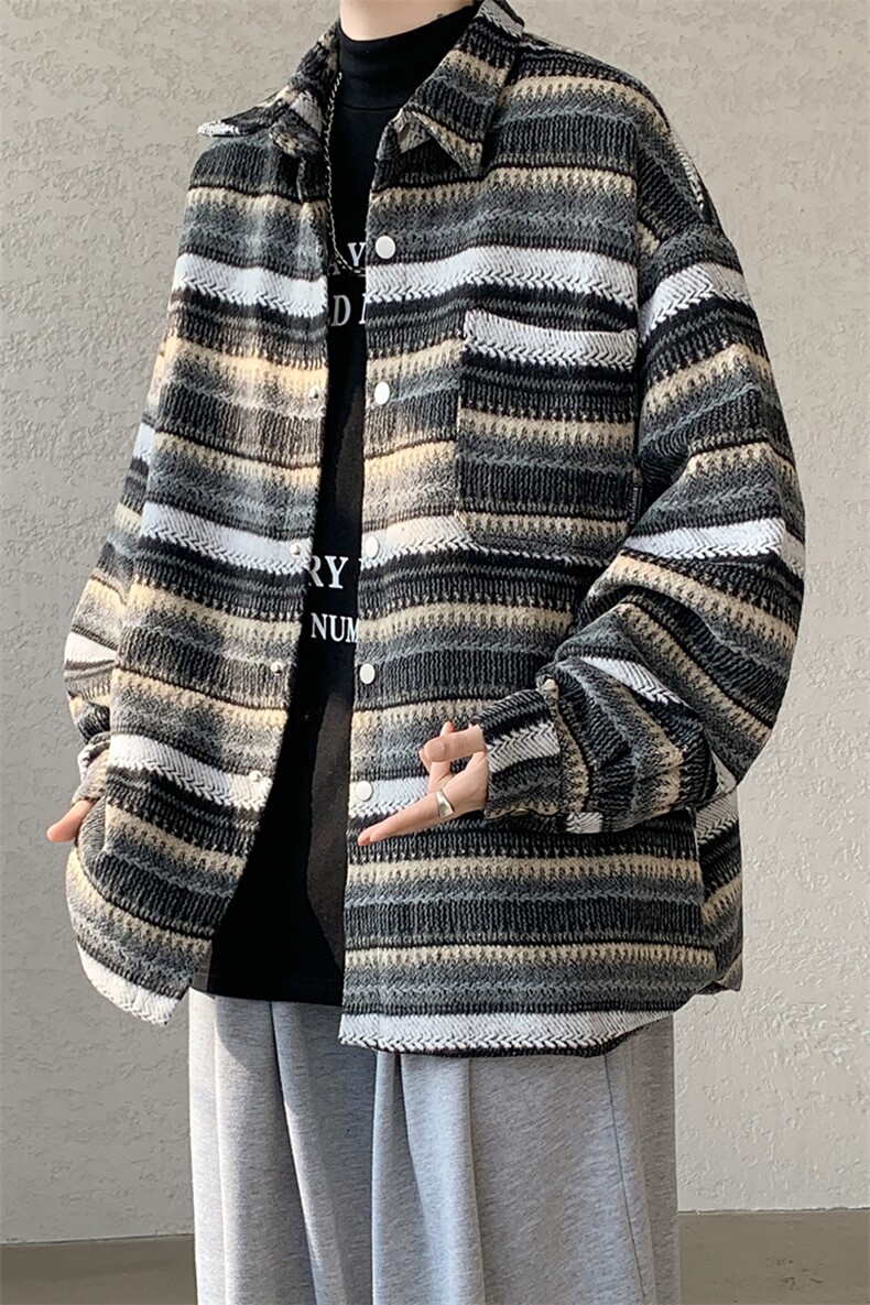 现货JK7881-特批60秋季百搭条纹夹克外套高品质高克重带里布,男装夹克,电商A059