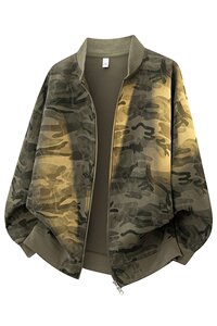 311B-1-9168-P55控89 春季迷彩卫衣外套复古流棒球服开衫夹克图片