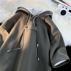 ！装饰扣设计夏季假两件短袖T恤男女 815A-XT96-P45控58图片