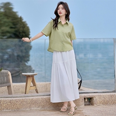 白色a字半身裙女2025夏装新款高腰超仙绝美垂坠感蕾丝边裙子，女装套装/套裙，贝蕾酷儿