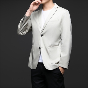 D33728秋冬新款男士西服薄款商务休闲男装外套轻薄通勤外衣图片