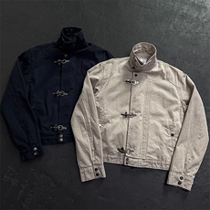 现货春秋季美式复古飞机扣工装外套男女潮牌正肩短款夹克情侣潮，男装夹克，星座302B-3