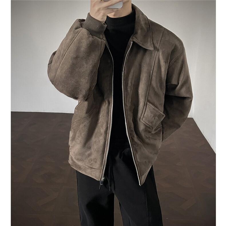 结构设计美式冬季棉服复古麂皮绒短款宽松加棉外套986P118,男装棉衣,电商A458A