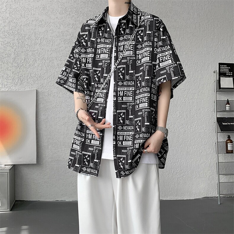8XL-M花衬衫男短袖夏季薄款冰丝半袖宽松大码休闲外套DC28008P38,男装T恤,电商B312