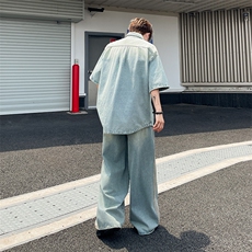夏季水洗复古牛仔裤宽松休闲潮流百搭薄款直筒阔腿裤，男装牛仔裤，星座410-6（原星座1304-1）