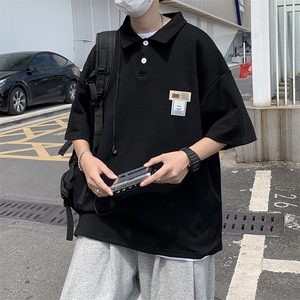 polo衫男韩版潮流纯色日系2023夏季新款ins宽松百搭衬衫W2770-P30图片