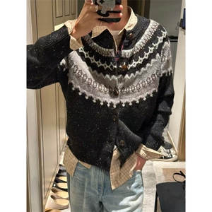 现货~秋冬情侣星空费尔岛开衫针织毛衣外套MY2583批68