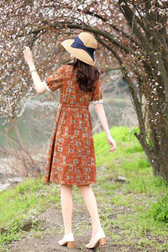 现货，夏季新款，棉麻连衣裙，女装连衣裙，金典明美