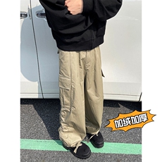 港风加绒加厚多口袋工装裤休闲裤长裤A014-DY25128-P70控98，男装休闲裤，电商A014
