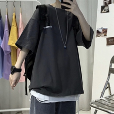 原507-1T06圆领大码字母印花港风短袖棉T恤半袖宽松男女多色TEE，男装T恤，星座115A(原星座507）