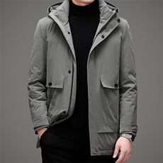 羽绒新款潮流休闲中长款羽绒棉服男士连帽冬装外套MSNA82818-P380，男装羽绒服，电商B212（原钱塘6029）