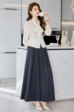 通勤女装高知穿搭高级感飘带上衣仿醋酸短款收腰衬衫女小个子小衫，女装套装/套裙，火爆靓佳人