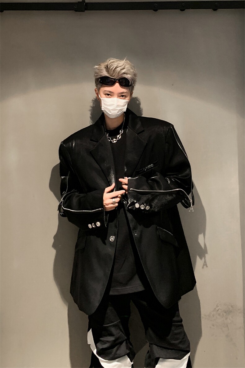 小众金属垫肩西装外套男设计感高级西服夹克XZ514-2-24234-P128,男装夹克,星座514-2(原B239)