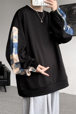 现货A059-WY7866-P35控58秋冬拼接圆领高品质百搭卫衣，男装卫衣，电商A059