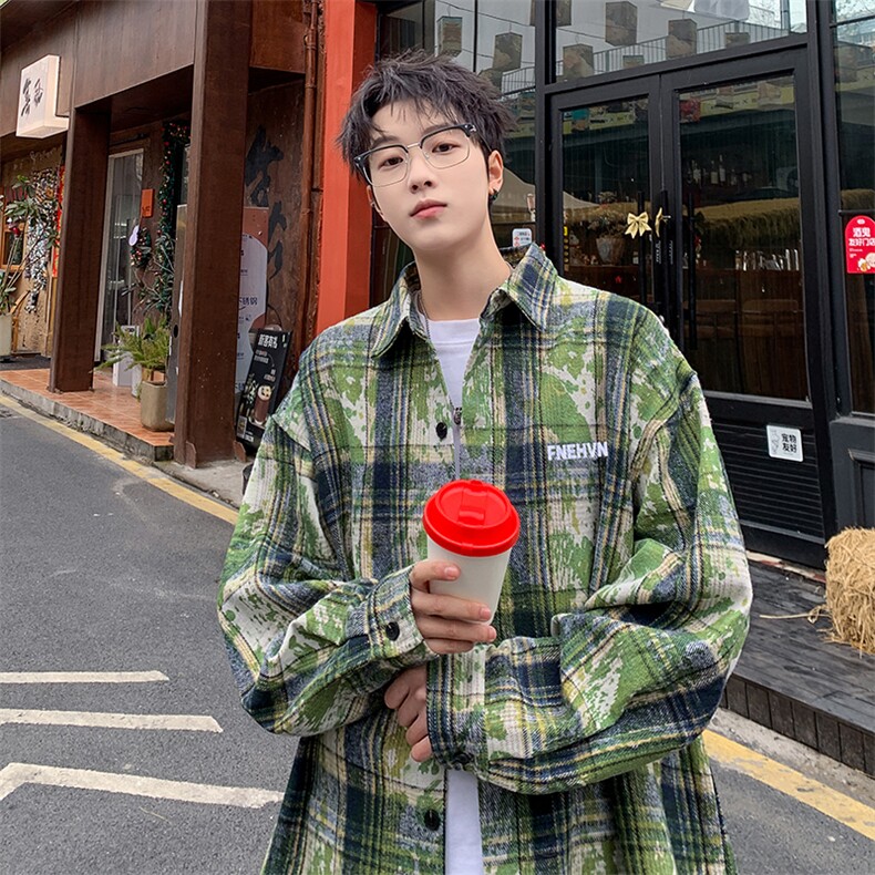 衬衫男春季新款港风宽松大码扎染长袖衬衣CS3098-特P30,男装衬衫,星座214-3