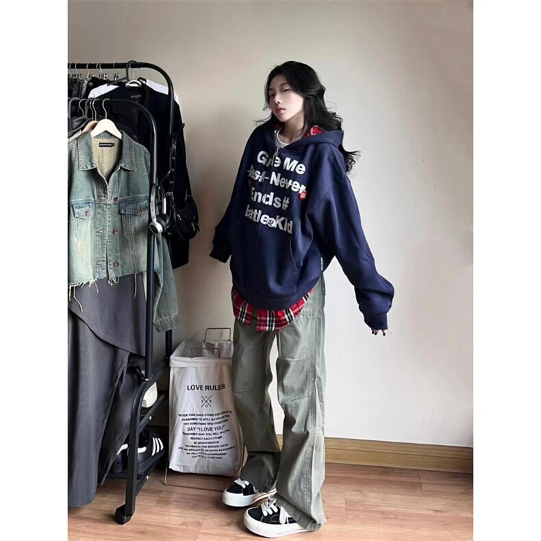 【有货】假两件卫衣男女高级感痞帅拼接格子衬衫外套K04HH-特P55,男装卫衣,星座1007（原301D）