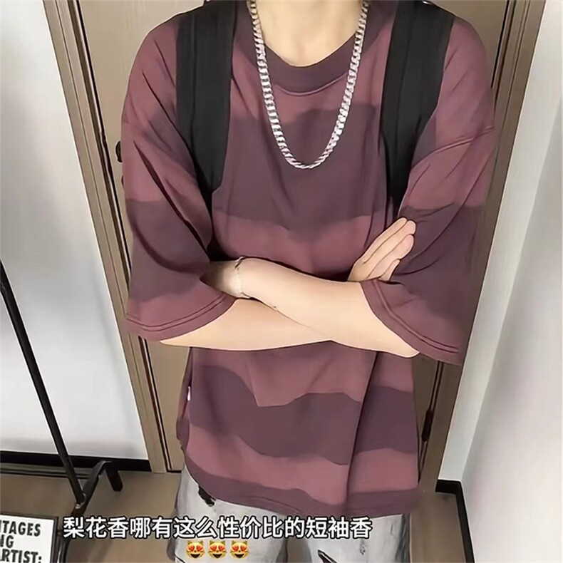 703-T358夏季男女情侣扎染条纹休闲T恤,男装T恤,星座703