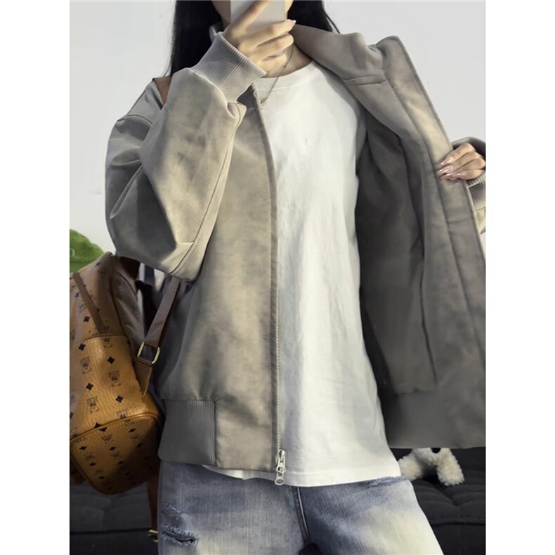 美式立领皮衣外套男女秋冬痞帅飞行员夹克设计感机车服LPU088-P70,男装夹克,星座1008