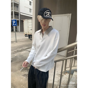 网图+老钱风 千鸟格拼接长袖POLO衫 W1321/特P40图片