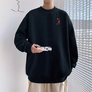 圆领卫衣男款春秋季潮牌时尚百搭打底衫长袖t恤青少年秋装上衣服图片