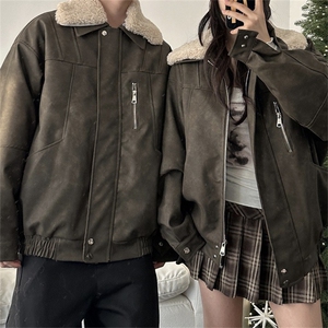 网图羊羔领可拆卸夹棉外套皮衣机车夹克棉服 A025-HY1162-P105图片