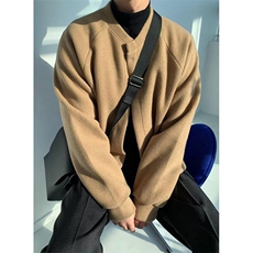 秋季简约基础款针织开衫外套男女长袖圆领无扣外搭上衣M65668，女装短外套，星座1116A（原606A-3）