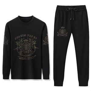 卫衣服男士2023新款春秋季中年潮商务休闲时尚运动两件套装图片