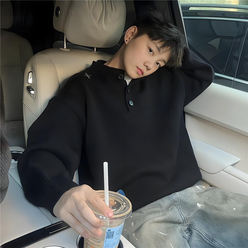 秋冬季潮牌亨利领刺绣毛衣情侣痞帅针织衫痞帅上衣AMY05,男装针织衫/毛衣,星座516A