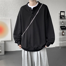 重磅半开襟亨利领卫衣大码高级感纯色无帽套头上衣LW601特P42控78，男装卫衣，电商B215