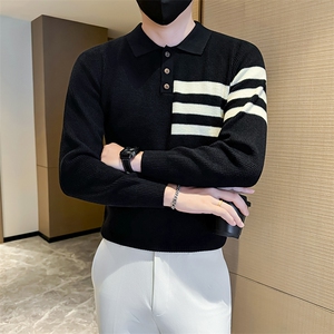 秋冬店主风社会小伙POLO领套头针织衫301A-1/M92/P58图片