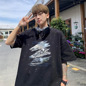 可48小时发货支持抖音得物来样二开 美式满天星亮片短袖T恤MTX723图片
