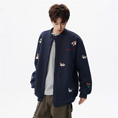 春季新款小狗刺绣立领圆领棒球服夹克重磅卫衣W639P75，男装夹克，电商A073