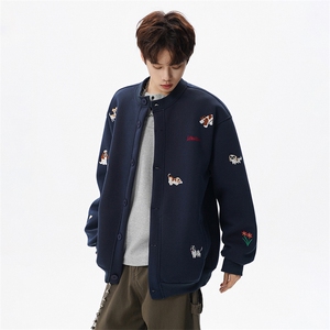 春季新款小狗刺绣立领圆领棒球服夹克重磅卫衣W639 P75图片
