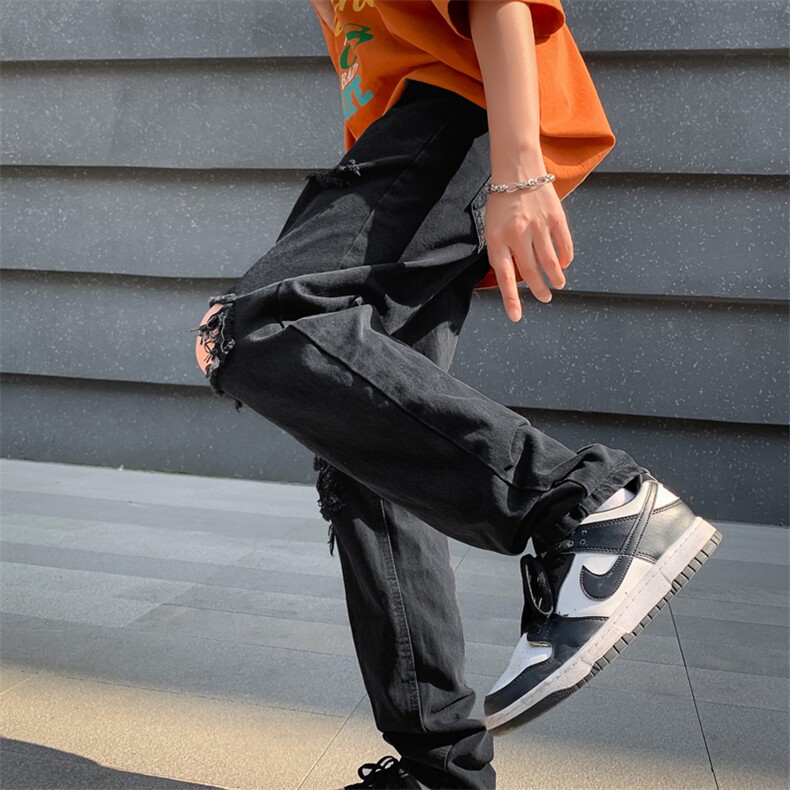 高街破洞牛仔裤复古hiphop超破乞丐裤男N0300-P40,男装牛仔裤,星座308B-1